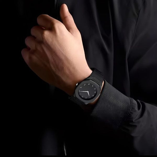 Arabic Aura Watch - 2025 Black Modern Creative Design - Waterproof Stainless Steel Chain Quartz Movement
