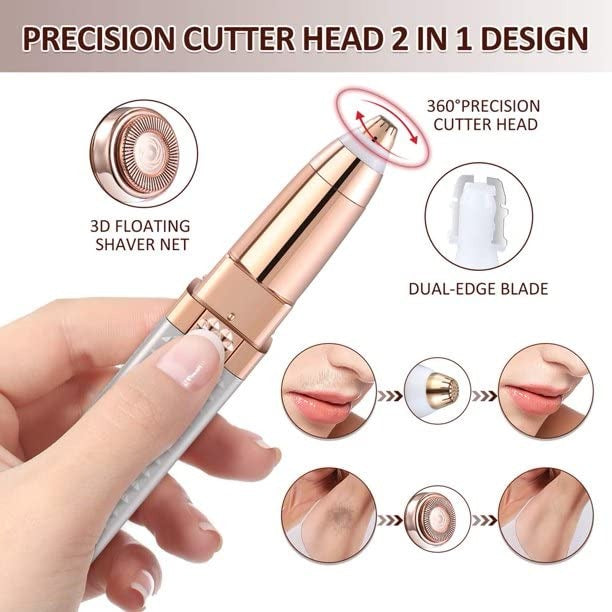 Rechargeable 2 in 1 Hair Remover Trimmer For Women, Electric Flawless Facial Machine Razor, Painless