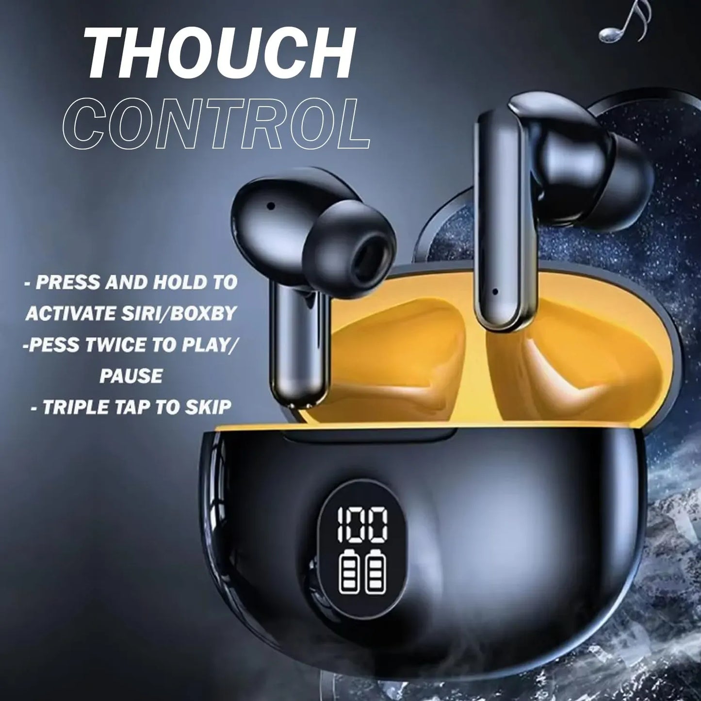 TWS Wireless Earbuds with LED Display – ENC Noise Cancellation, HiFi Stereo, Bluetooth 5.3 Ear Buds